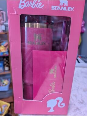 Stanley Barbie Collaboration Hot Pink Insulated Tumbler with Gold Accent